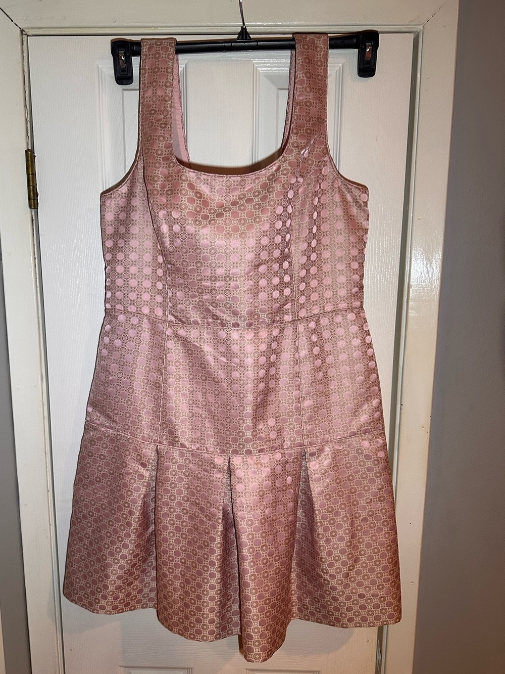 Banana Republic Monogram Light Pink Jacquard Sleeveless Fit-and-Flare Dress